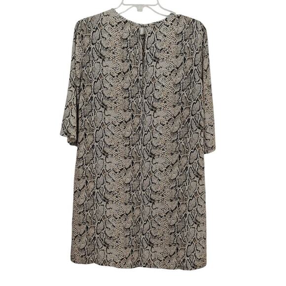 Equipment Aubrey Snake Print 100% Silk Shift Dress Sz Small Gray Pockets Keyhole - Picture 6 of 8